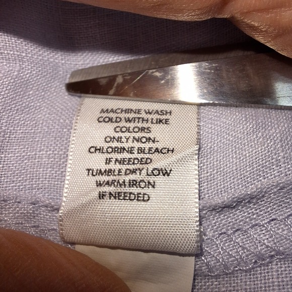 J‎ Jill Shirt Womens Medium Lavender Linen Band Collar Short Sleeve Button Up - Picture 8 of 10